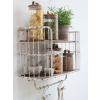 Chic Antique Krémová antik kovová nástenná polička s háčikmi Old Shelf - 52*20*45 cm - Chic Antique
