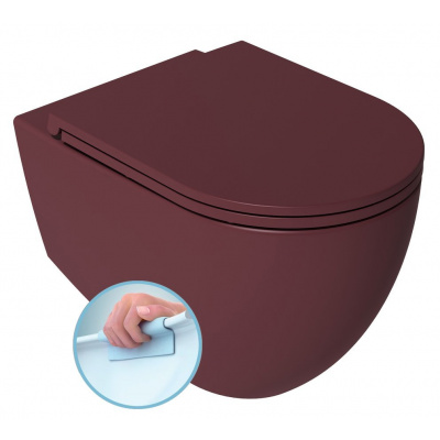 Isvea INFINITY závesná WC misa, Rimless, 36,5x53cm, Matná maroon Red SPH 10NF02001-2R