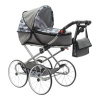 NEW BABY Detský Retro kočík pre bábiky 2v1 Nella sivý 92x45x73 sivá