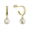 Pozlátené náušnice kruhy so zavesenou riečnou perlou 21129.1