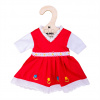 Červené kvetinové šaty pre bábiku 34 cm