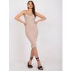 Béžové rebrované bavlnené midišaty Emi -RV-SK-7687.30-beige L
