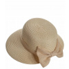 Slama bezpečnostného kolíka biely, hnedý, ecru, ružová 57 (Romantický slamený klobúk s lukom)