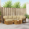 Rohová sofa sada 7 pcs Přirozená a Béžová Masivní akátové dřevo 3375143