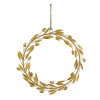 Záves kovový veniec z lístia, zlatá, 12cm * (DOPREDAJ)|Ego Dekor