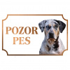 Louisianský leopardí pes - Kovová tabuľka POZOR PES