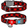 WAU DOG nylonový obojok pre psa QR - TARTAN (károvaný) - L