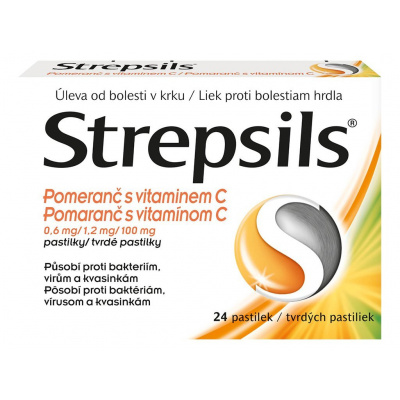 Strepsils pastilky pomaranč s vitamínom C | 24 ks