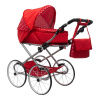 NEW BABY Detský Retro kočík pre bábiky 2v1 Magdalena červený s bodkami 92x45x73 červená