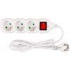 STREND PRO Kábel DG-F803BK L-1.5 m, predlžovací, biely, 3x zásuvka + vypínač, new edition