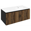 Sapho LOREA skrinka s umývadlom 101x46x51,5cm (30+70 cm), pravá, dub collingwood/čierna matná LE070-1935-R-03