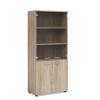 Basic Policová skriňa BASIC, kombinovaná so sklom, so zámkom, 80x40x182,1cm, dub Sonoma
