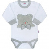 Luxusné dojčenské body s dlhým rukávom New Baby Honey Bear s D aplikáciou