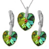 Nádherný set Swarovski elements srdce zelený CRYSTAL Vitrail Medium 14mm