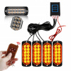4x LED BLESKOVÁ ORANŽOVÁ VÝSTRAŽNÁ LAMPA PILOT STROBOSKOP PROGRAMY