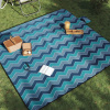 vidaXL Pikniková deka skladacia modrá vlnková 200x200 cm zamat - Tmavo modrá - 46327-54092