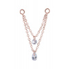 Steel and Silver Oceľový PVD rosegold retiazka na piercing s dvoma čírymi zirkónmi
