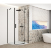 Gelco TRINITY BLACK štvrťkruhová sprchová zástena 900x900mm, číre sklo, pravá GT6590CR-B