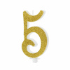 Sviečka PartyDeco - Číslo 5 (zlatá) 10cm