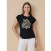 CityZen - ALTA Dámske tričko čierne s potlačou Woodcarving 40