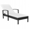 Black Vidaxl Technorattan Deckchair (Záhradný palubný valec s vankúšom, polystan, čierna)