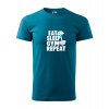 Handel Tričko - Eat Sleep Gym Repeat Farba: benzínovomodrá, Veľkosť: XL, Strih trička: pánsky