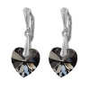 Náušnice Swarovski elements srdce 14,4x14 mm čierne SILVERNIGHT