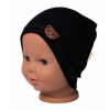 Baby Nellys Rebrovaná čiapka Macko - čierna, veľ. 80/86 92-98 (18-36m)