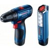 Bosch GSR 120-LI 2× 2 Ah + svietidlo GLI 12 V – 300 0.601.9G8.004