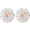 GoDan Balón fóliový biely 30 rokov – happy birthday/narodeniny, ružovo-zlatý nápis, 45 cm, 2 ks 8595596327614