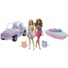 Barbie Prechádzka 2 bábiky + auto + motorový čln, súprava GXD66