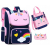 Školská taška - batoh dúhový jednorožec 3 v 1 VIACFAREBNÝ VYPR