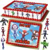JEDLÝ OBRÁZOK NA TORTU OBDĹŽNIKOVÝ SPIDEY KUMPLE 25 POSTÁV OBVODU + DARČEK TEXT