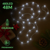 Vianočná led svetelná mikro reťaz vonkajšia + programator + diaľkové ovládanie - 480ed - 48m studená biela