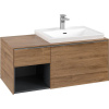 VILLEROY & BOCH Subway 3.0 závesná skrinka pod umývadlo (umývadlo vpravo), 2 zásuvky + regálový prvok, s LED osvetlením, 1001 x 516 x 422,5 mm, Oak Kansas, C571L0RH