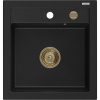 Mexen Vito granitový drez s 1 komorou 520 x 490 mm, čierny, zlatý sifón - 6503521000-77-G
