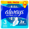 Always Ultra Super Extra hygienické vložky (veľkosť 3) vložky s krídelkami 28 ks]