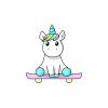 CUKROVÁ TLAČ Opłatek na Tort Cukrová hmota Unicorn On Skate Sticker + MENO