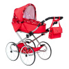NEW BABY Detský Retro kočík pre bábiky 2v1 Elen červený so srdiečkami 92x45x73 červená