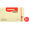 KORES 125 × 75 mm, 100 lístkov, žltý – balenie 3 ks