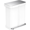 Simplehuman Pedálový odpadkový kôš na triedený odpad 58 l, biela