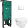 HANSGROHE iFrame universal prvok pre závesné WC, stavebná výška 115 cm + GladeLake S závesné WC AquaChannel Flush a WC sedadlo + ovládacie tlačidlo iFrame Original Q (lesklá biela), 60301450