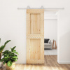 Posuvné dveře s kováním 70 x 210 cm masivní borové dřevo Hnědá 3203090