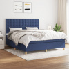 zahrada-XL Posteľný rám boxspring s matracom modrý 160x200 cm látka 3142671