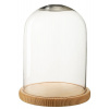 J-Line by Jolipa Prírodný drevený podnos so skleneným poklopom Bell Jar L - Ø 23*29 cm - J-Line by Jolipa