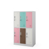 Skriňa IGOREK MULTICOLOR 2: zadná strana ŠEDÁ RAL 7035 + RAL 3015/ RAL 6027/ RAL 8025/ RAL 9010 H1500*Š900*H450