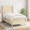 vidaXL Posteľný rám boxspring s matracom krémový 90x190 cm látka - Krémová - 167596-101937