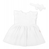 Baby Nellys 2-dielna sada mušelínove šatočky + čelenka, biela, veľ. 62 86 (12-18m)