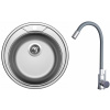 Set Sinks N119 (dřez Round 510 V 0,6 mm, matný + baterie Elasta Nerez/Šedá)