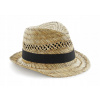 Beechfield Beige Trilby Hat, Black 59 (Pánsky prírodný slamený plážový klobúk)